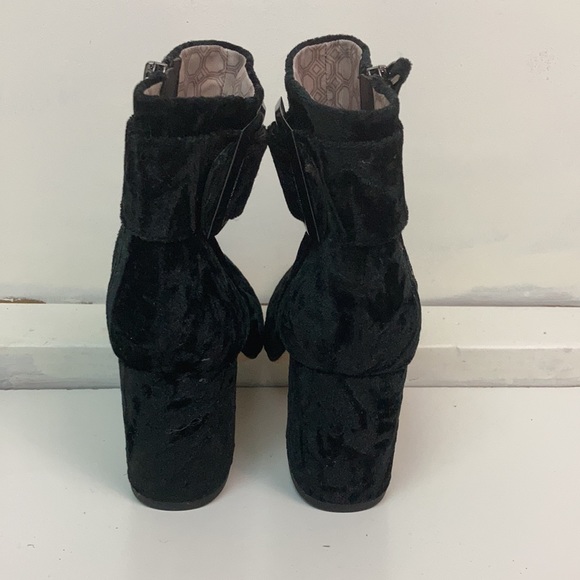 Louise et Cie black velvet buckle booties with side zip. - Picture 3 of 5